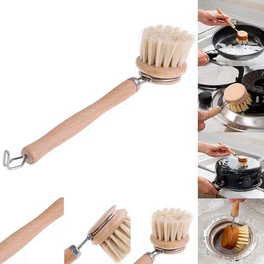 Eco-Friendly Bamboo Kitchen Brush - Effortless, Sustainable Clean