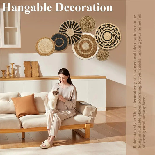 Cestini da parete Boho - Decorazioni in alghe intrecciate a mano per spazi eleganti