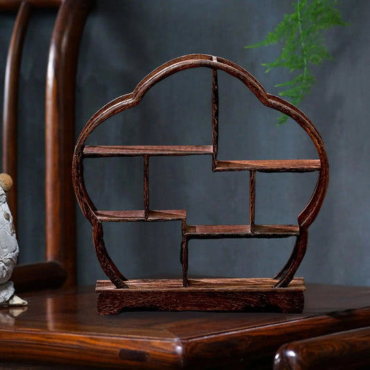 Tea Set Rack Elegant Wooden Display Stand Small Solid Wood Simple Tea Pot Holder for Miniatures Tea House Kitchen living room