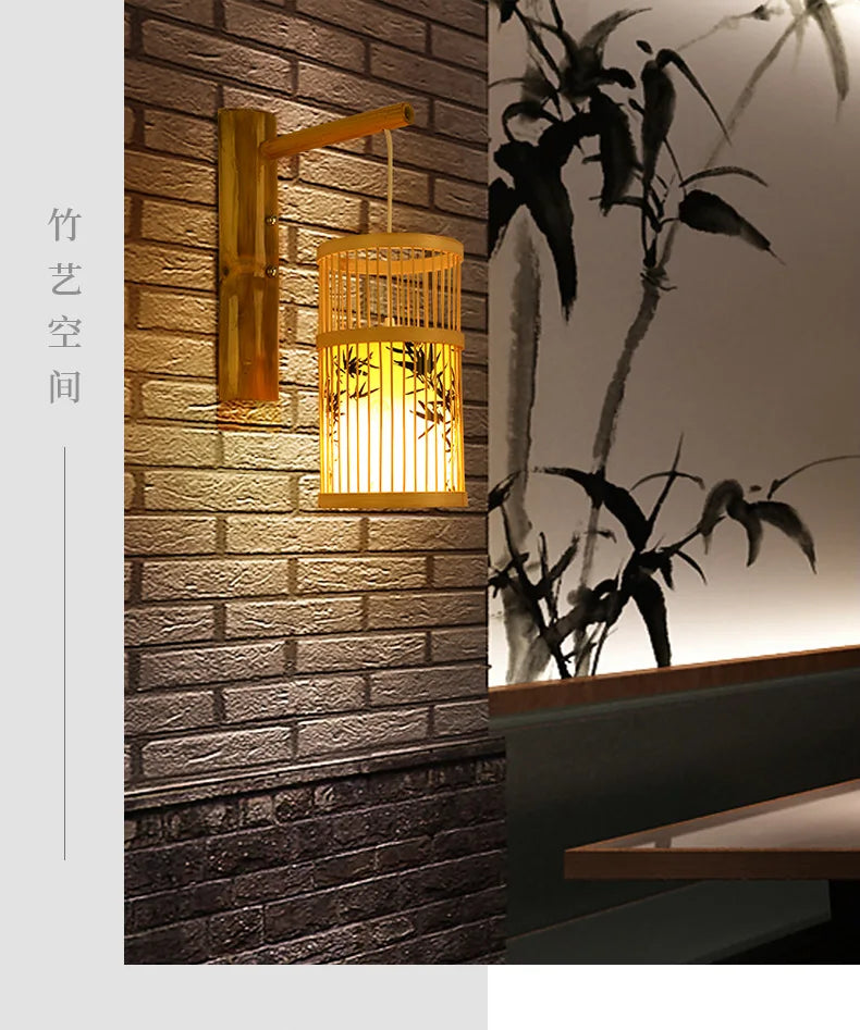Rustic Bamboo Wall Sconce Lamp – Eco-Friendly Home Decor