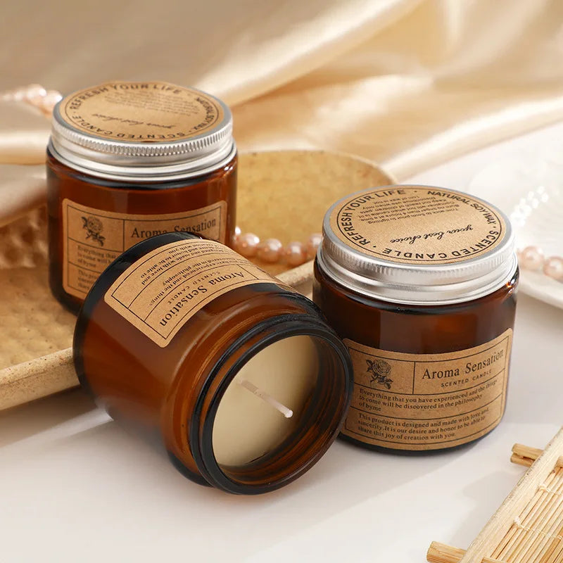 Bougie aromatique en cire de soja sans fumée – Cadeau élégant pour décoration d'intérieur.