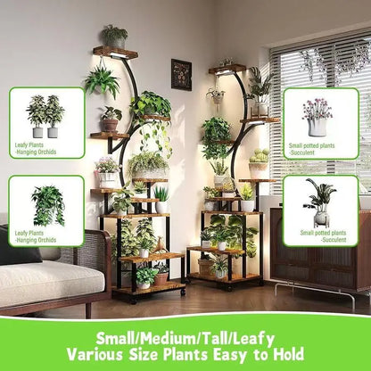 Indoor Plant Stand & Grow Light - Stylish Corner Shelf for Plant Lovers