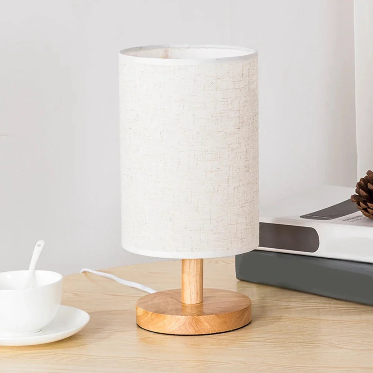 Eco-Friendly Wooden USB Table Lamp for Cozy Bedrooms