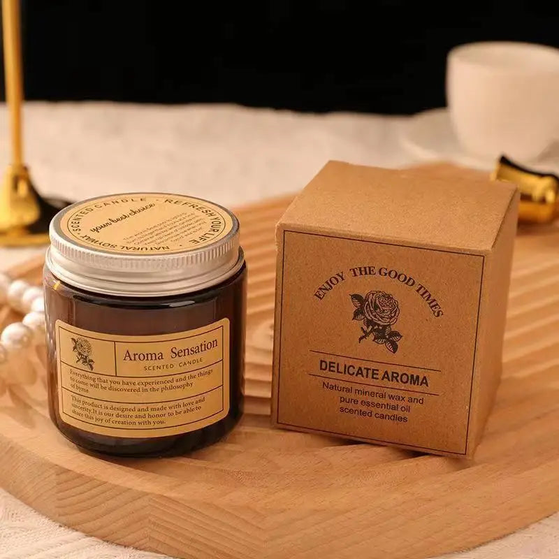 Bougie aromatique en cire de soja sans fumée – Cadeau élégant pour décoration d'intérieur.