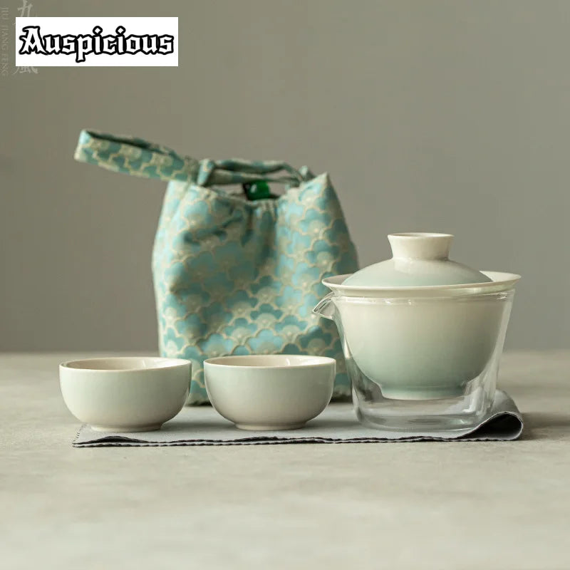 Service à thé rose dégradé élégant pour les connaisseurs | Portable & Élégant