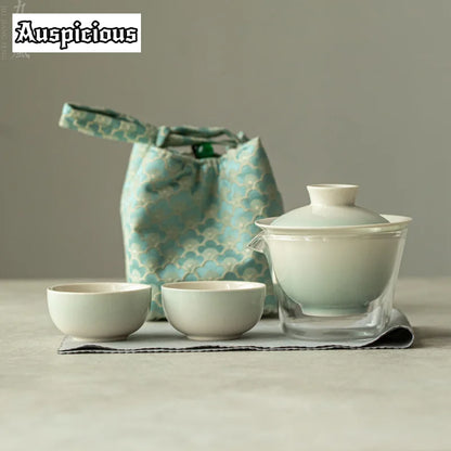 Service à thé rose dégradé élégant pour les connaisseurs | Portable & Élégant