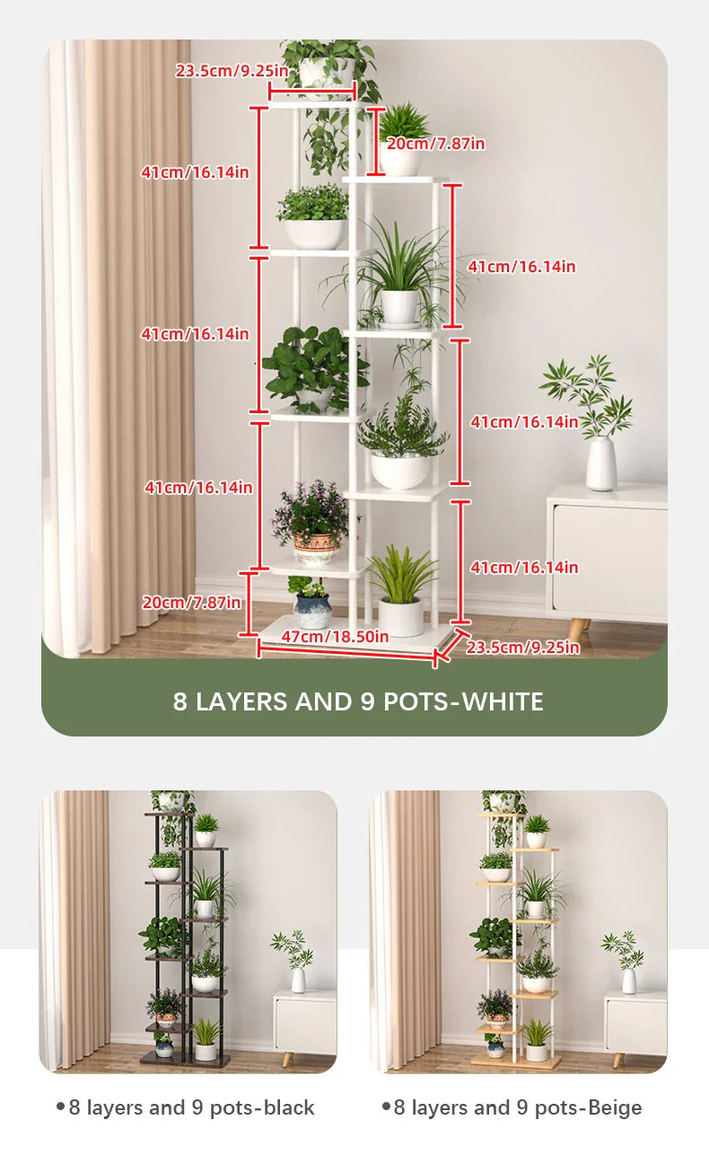 Wooden Plant Stand - Stylish 5/6/8 Tier Organizer for Garden Enthusiasts