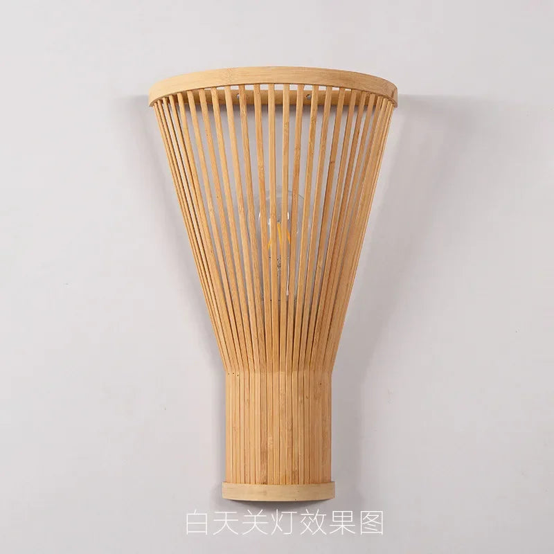 Rustic Bamboo Wall Sconce Lamp – Eco-Friendly Home Decor