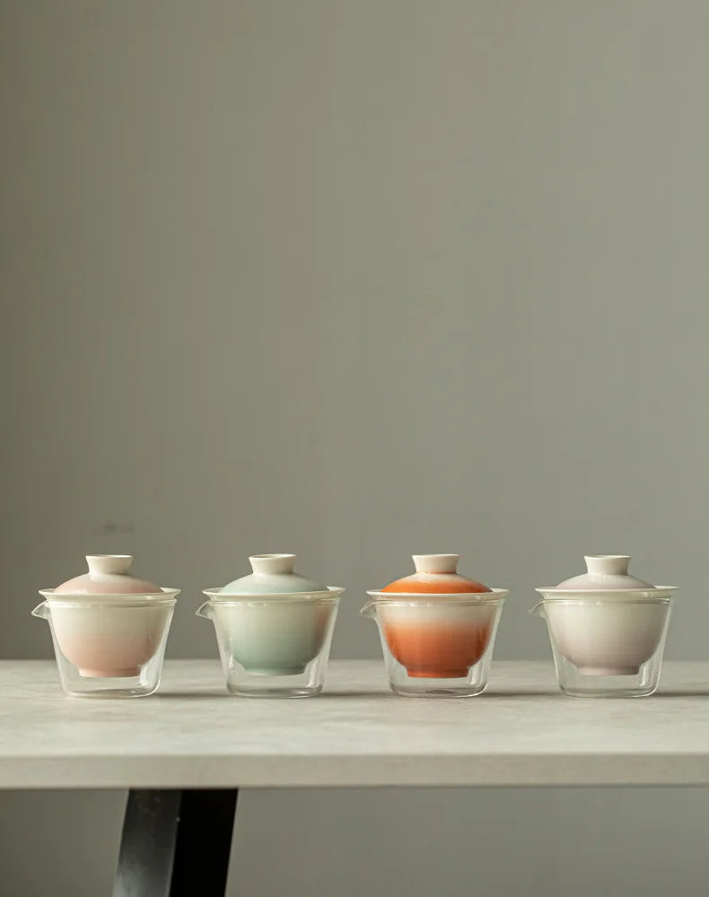 Service à thé rose dégradé élégant pour les connaisseurs | Portable & Élégant