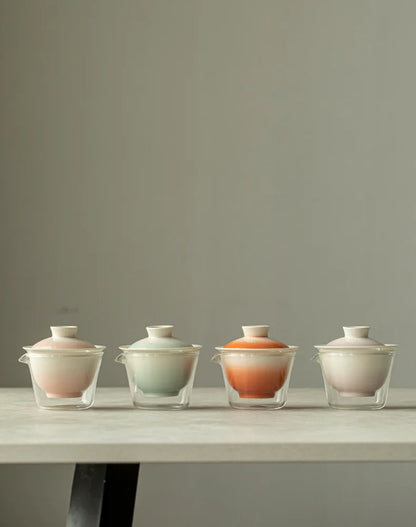 Service à thé rose dégradé élégant pour les connaisseurs | Portable & Élégant