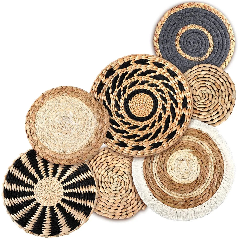 Boho Seagrass Wall Baskets - Artisan Decor Set for Chic Spaces