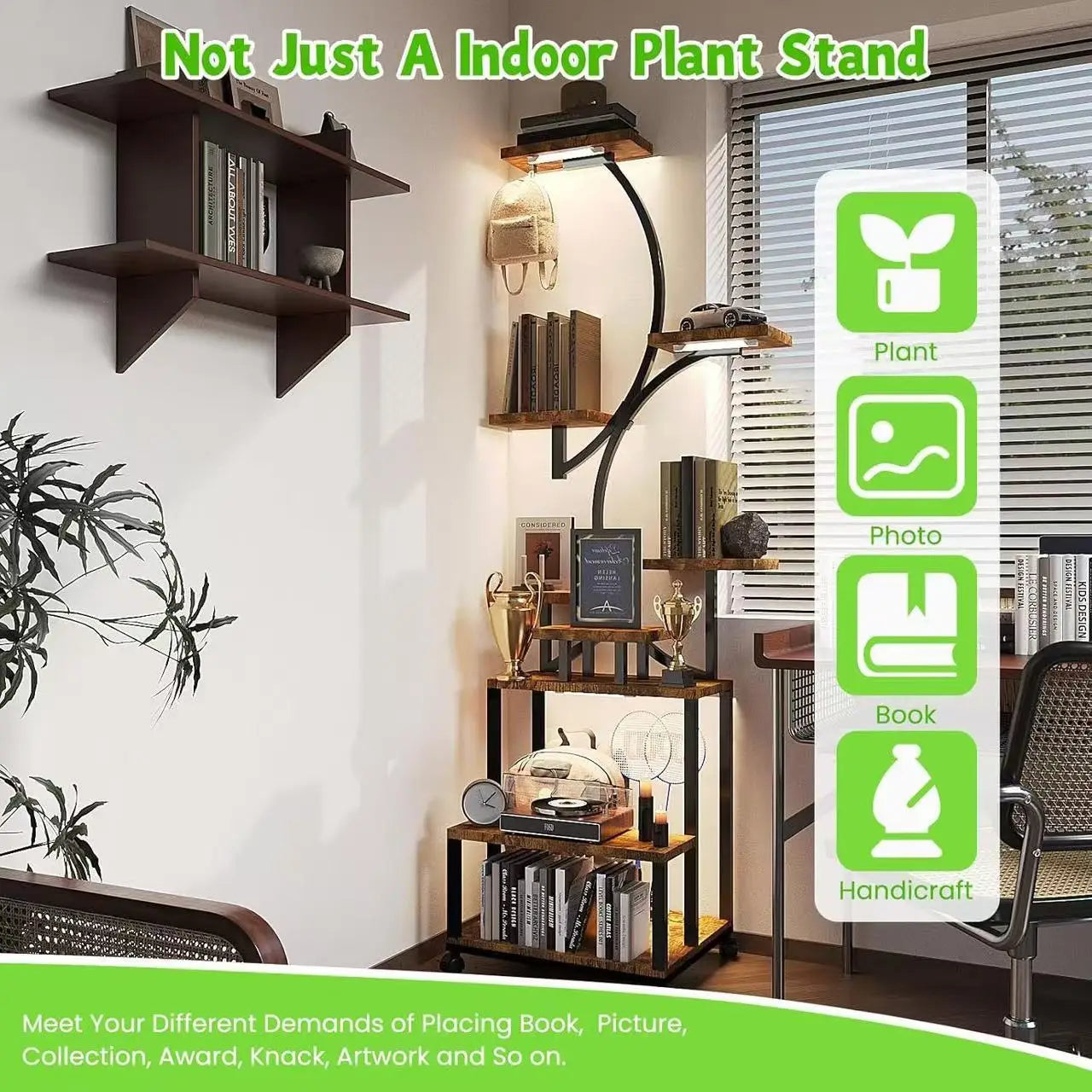 Indoor Plant Stand & Grow Light - Stylish Corner Shelf for Plant Lovers