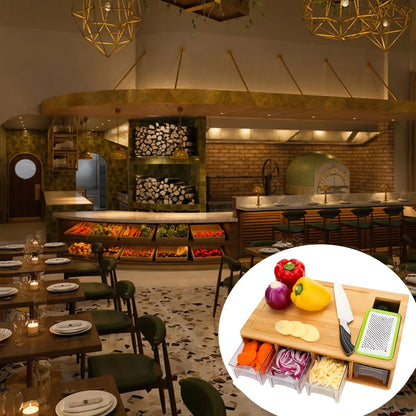 Ensemble planche à découper en bambou avec râpe & Rangement – ​​Un outil de cuisine écologique pour les cuisiniers amateurs