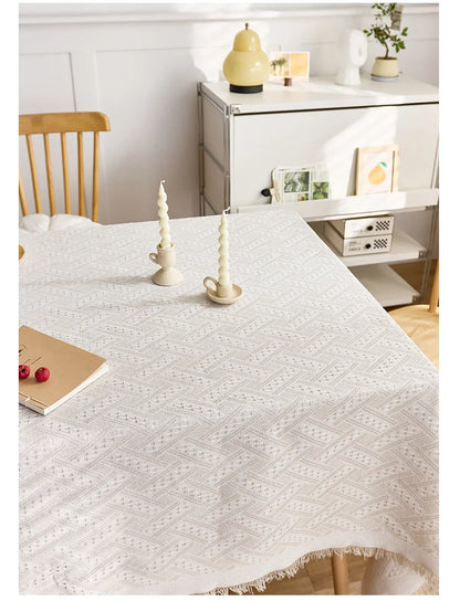 고급 식탁보 - 가정 장식을 위한 우아한 프렌치 코튼 린넨