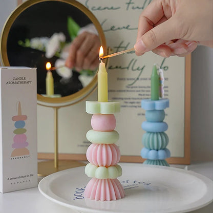 쌓을 수 있는 기하학 향초 - 우아한 소이왁스 장식
