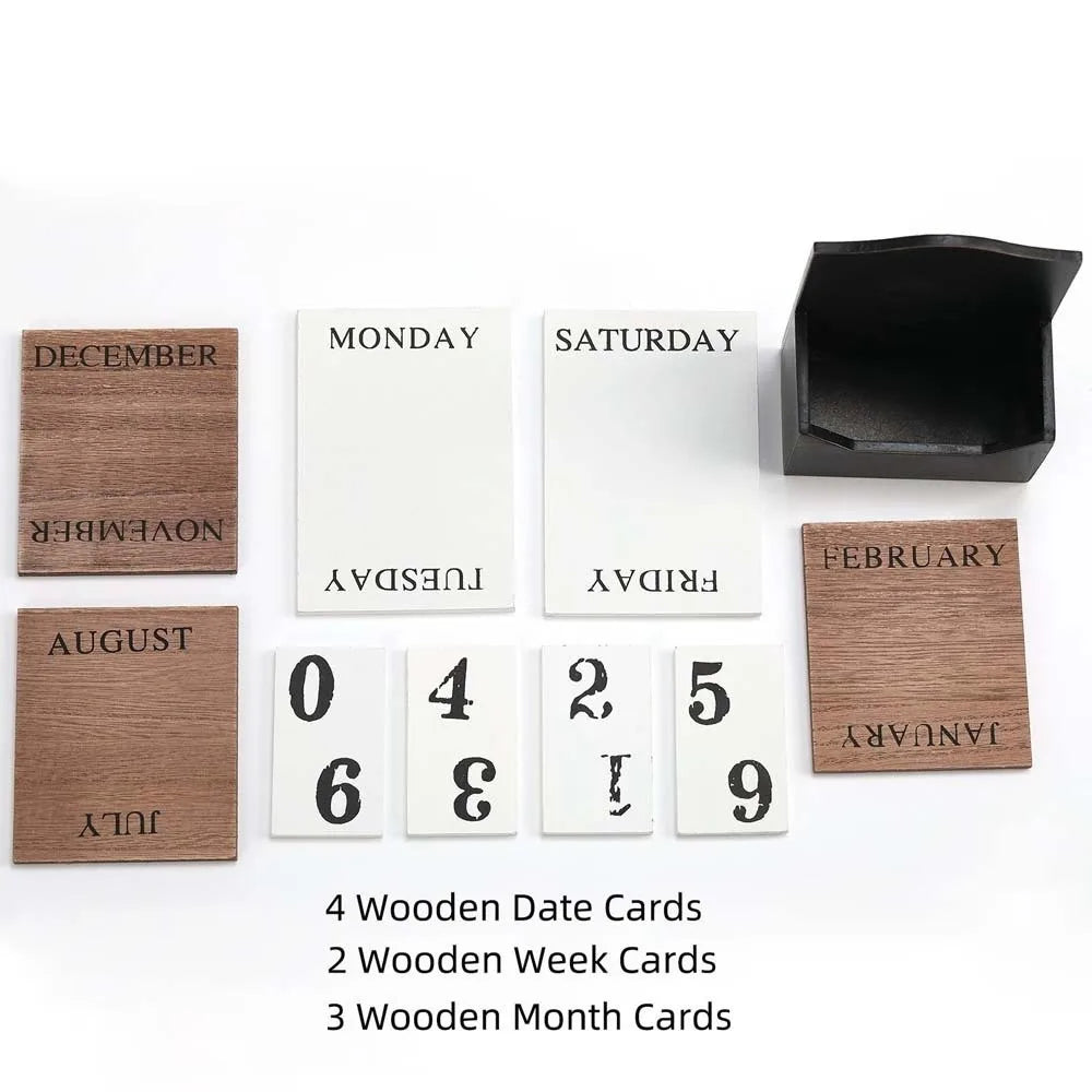 Elegant Wooden Perpetual Calendar - Timeless Desk Essential
