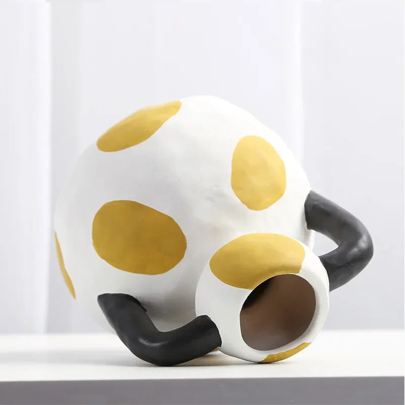 Hand-Painted Milk Pot Ceramic Vase - Artful Home Accent