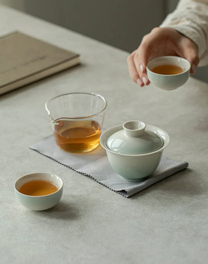 Service à thé rose dégradé élégant pour les connaisseurs | Portable & Élégant