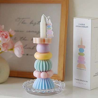 쌓을 수 있는 기하학 향초 - 우아한 소이왁스 장식