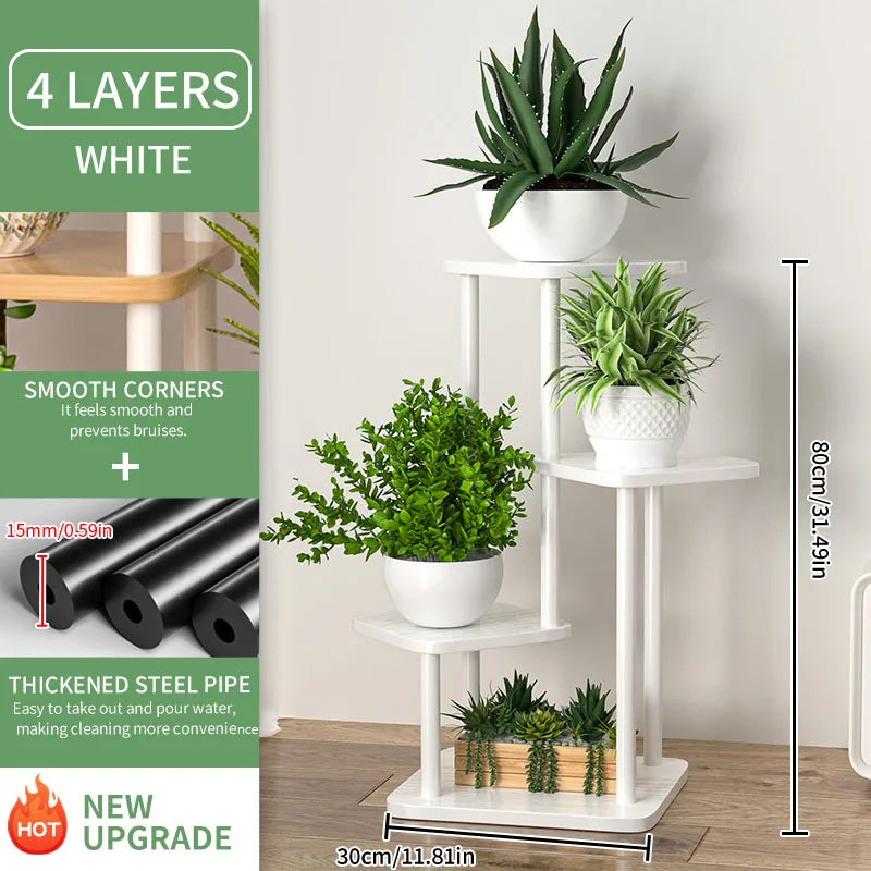 Wooden Plant Stand - Space-Saving Elegance for Flower Lovers