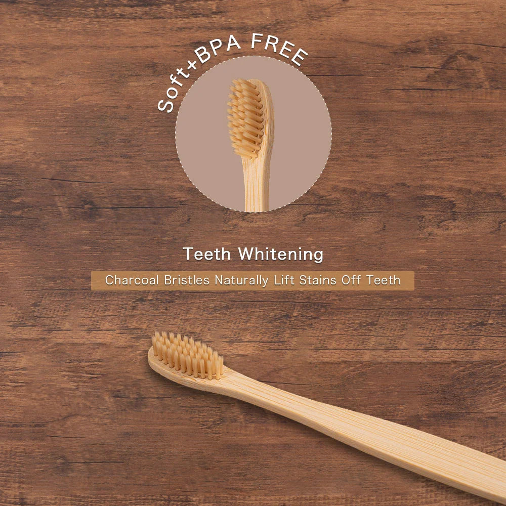 Eco-Friendly Bamboo Toothbrush Set for Vibrant Smiles - 10 Pack