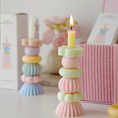 쌓을 수 있는 기하학 향초 - 우아한 소이왁스 장식