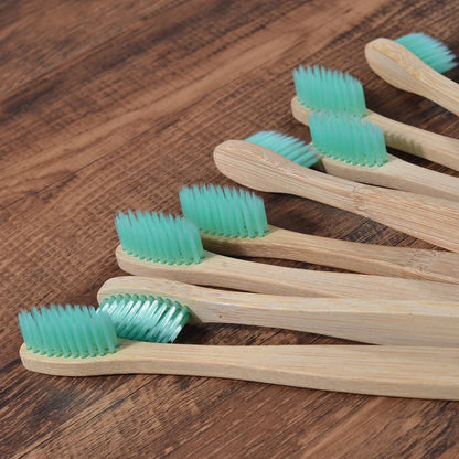 Eco-Friendly Bamboo Toothbrush Set for Vibrant Smiles - 10 Pack