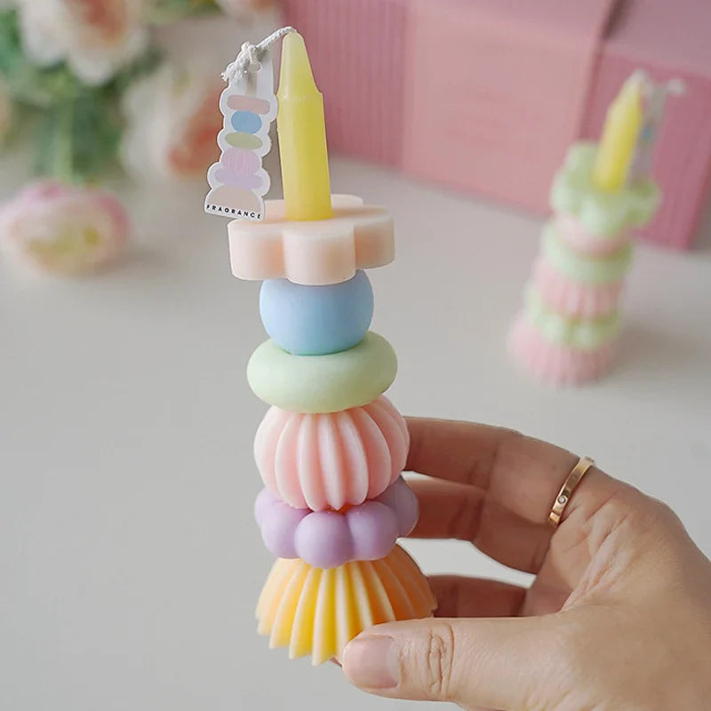 쌓을 수 있는 기하학 향초 - 우아한 소이왁스 장식