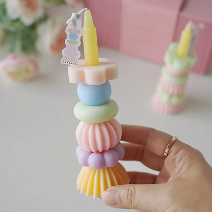 쌓을 수 있는 기하학 향초 - 우아한 소이왁스 장식