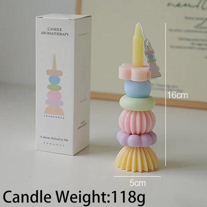 쌓을 수 있는 기하학 향초 - 우아한 소이왁스 장식