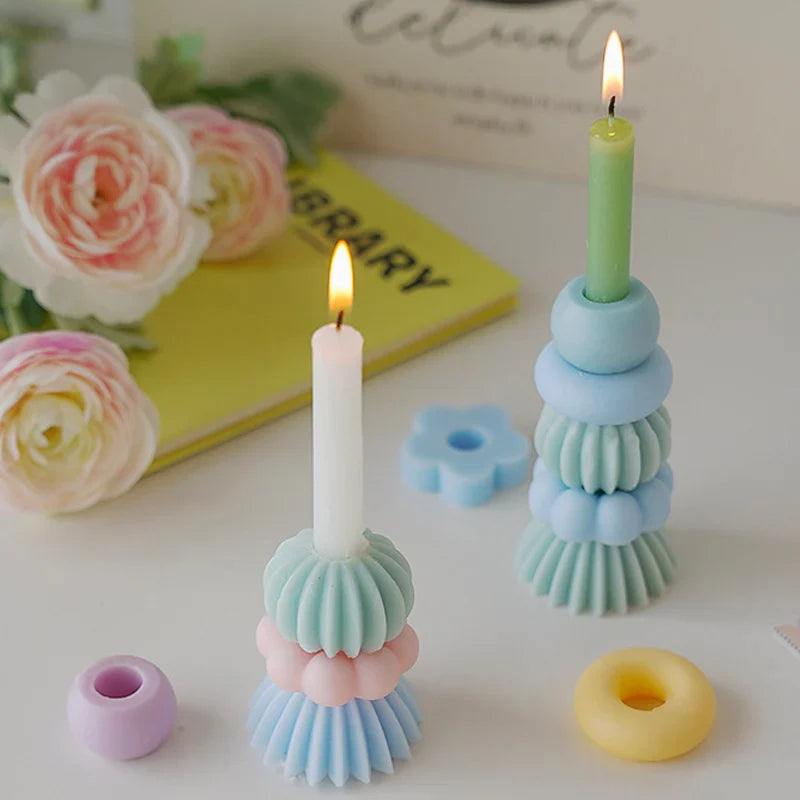 쌓을 수 있는 기하학 향초 - 우아한 소이왁스 장식