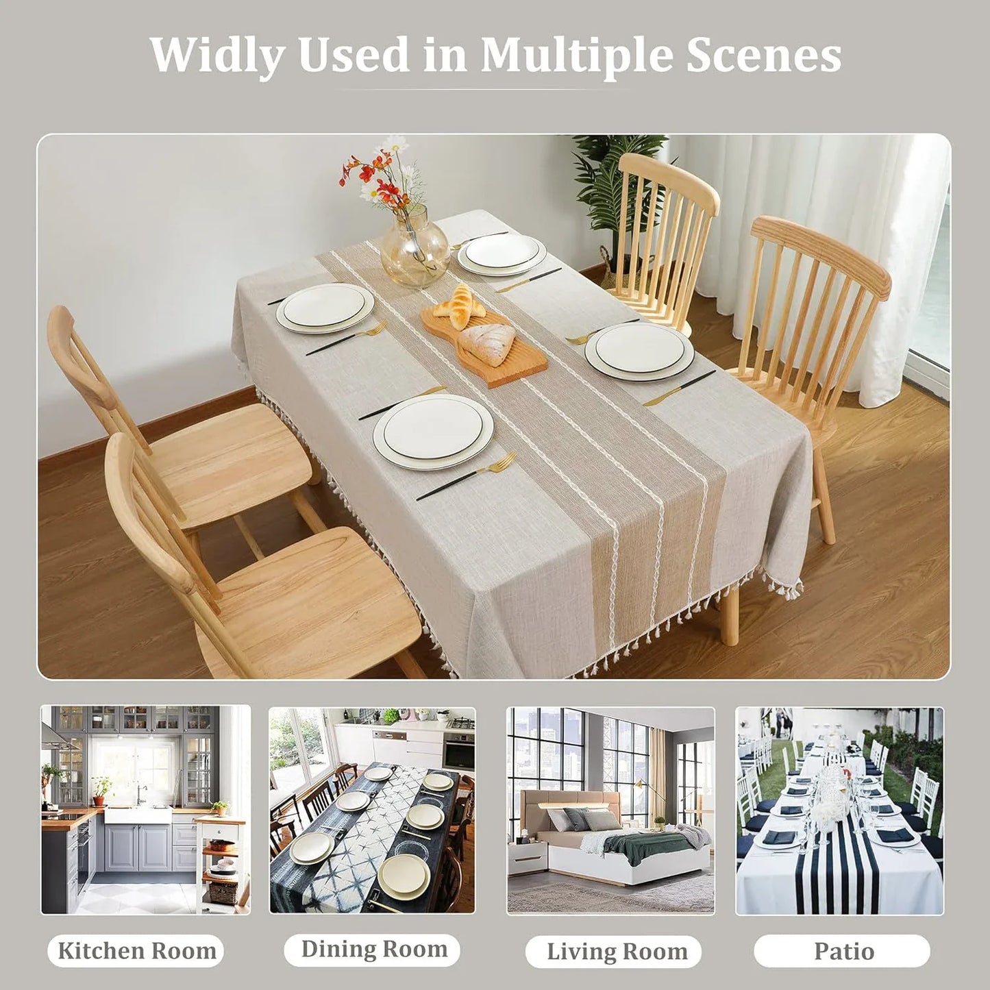 Battilo 防水亚麻棉桌布 – 提升用餐格调