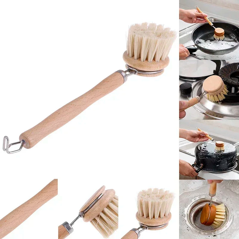 Eco-Friendly Bamboo Kitchen Brush - Effortless, Sustainable Clean