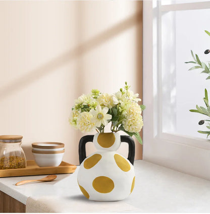Hand-Painted Milk Pot Ceramic Vase - Artful Home Accent