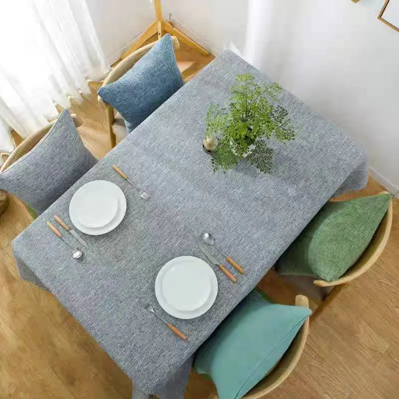 리넨 질감 방수 식탁보 - 우아함 & 농가 식당에 적합한 얼룩 방지