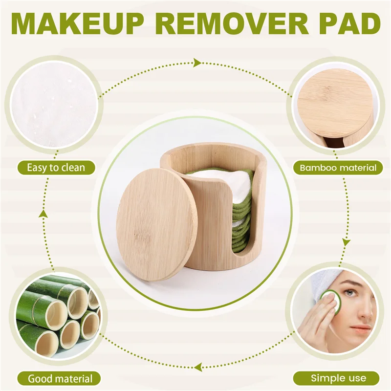 Reusable Bamboo Makeup Remover Pads - Ultra-Soft, Eco-Friendly, Gift Set With Vegan Bamboo Barrel