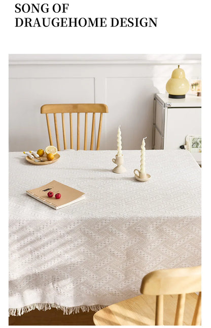 고급 식탁보 - 가정 장식을 위한 우아한 프렌치 코튼 린넨