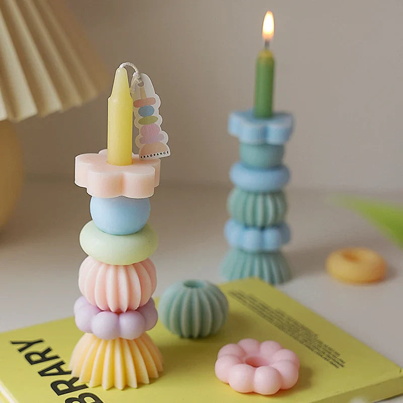 쌓을 수 있는 기하학 향초 - 우아한 소이왁스 장식