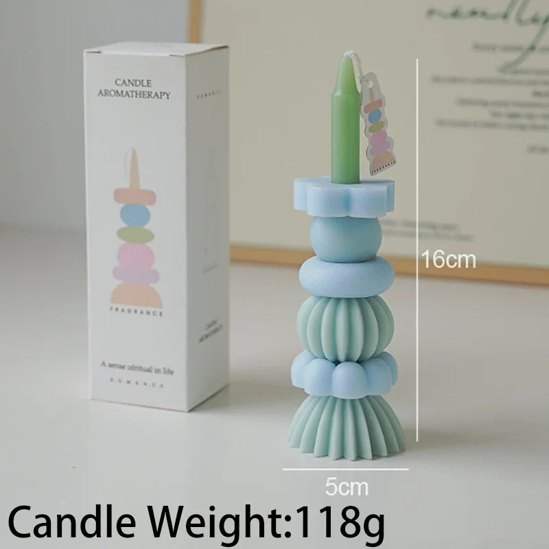 쌓을 수 있는 기하학 향초 - 우아한 소이왁스 장식