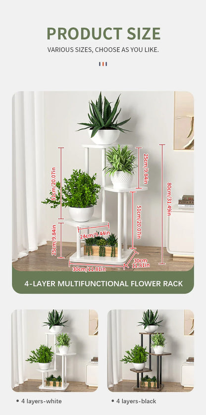 Wooden Plant Stand - Space-Saving Elegance for Flower Lovers