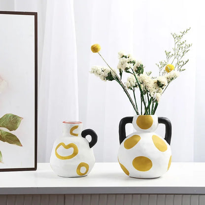 Hand-Painted Milk Pot Ceramic Vase - Artful Home Accent