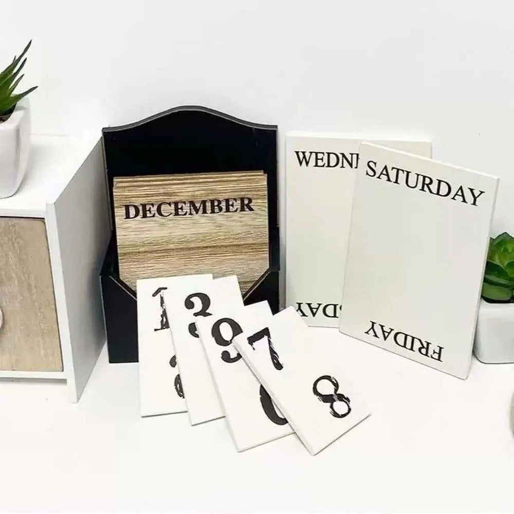 Elegante Calendario Perpetuo in Legno: Organizza con Stile!