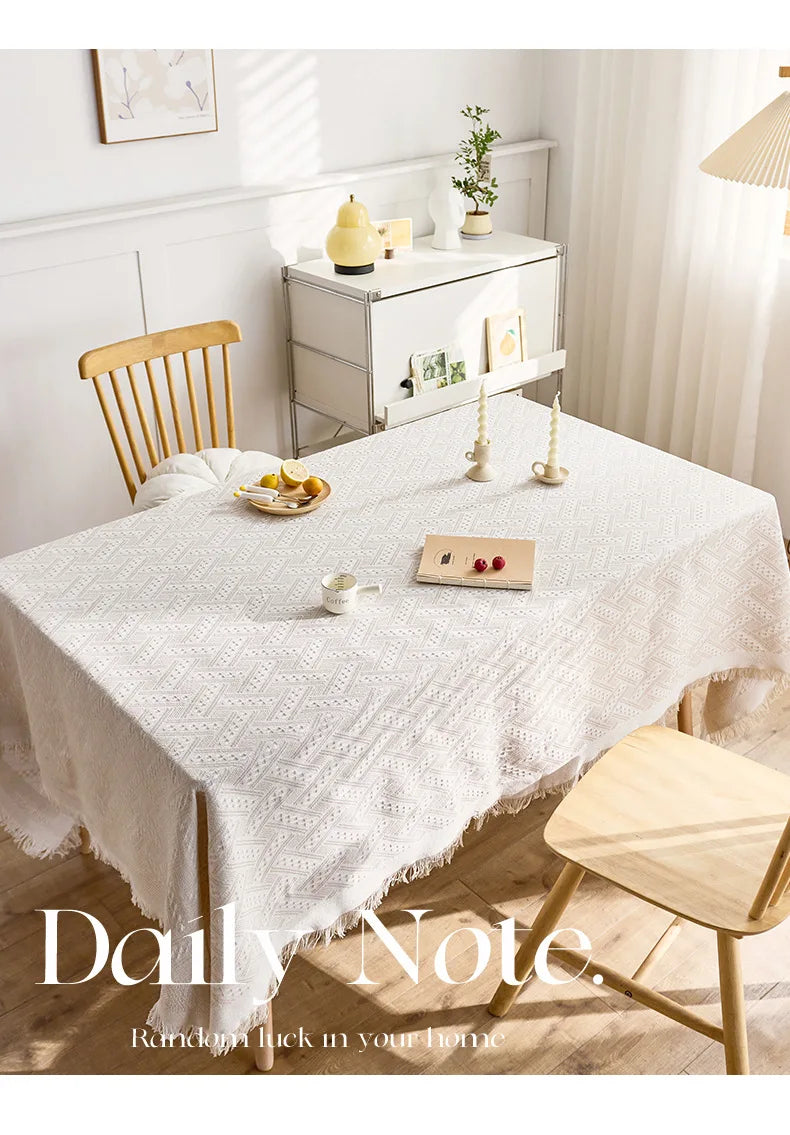 고급 식탁보 - 가정 장식을 위한 우아한 프렌치 코튼 린넨