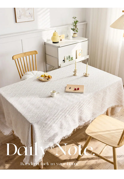 고급 식탁보 - 가정 장식을 위한 우아한 프렌치 코튼 린넨