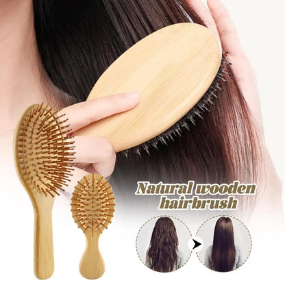 Eco-Friendly Bamboo Hair Brush - Gentle Detangler for All!