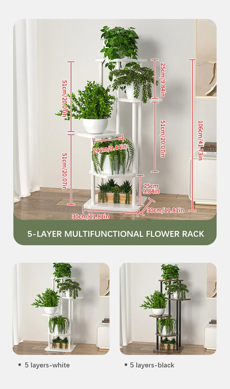 Wooden Plant Stand - Space-Saving Elegance for Flower Lovers