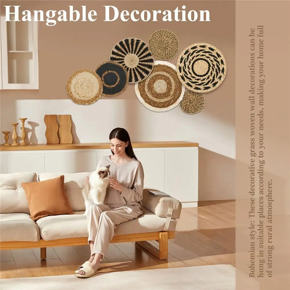 Cestini da parete Boho - Decorazioni in alghe intrecciate a mano per spazi eleganti