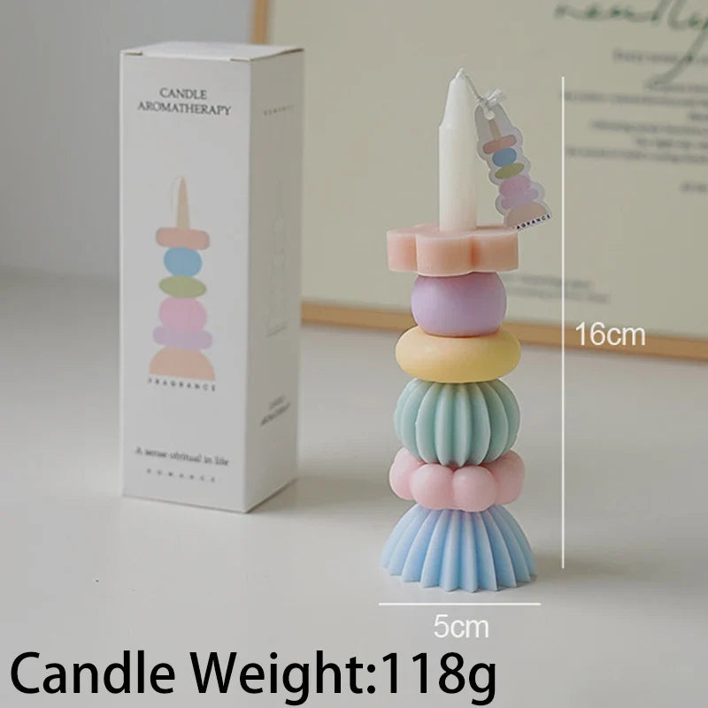 쌓을 수 있는 기하학 향초 - 우아한 소이왁스 장식