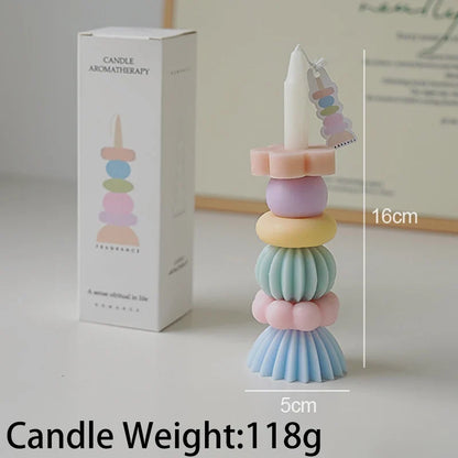 쌓을 수 있는 기하학 향초 - 우아한 소이왁스 장식