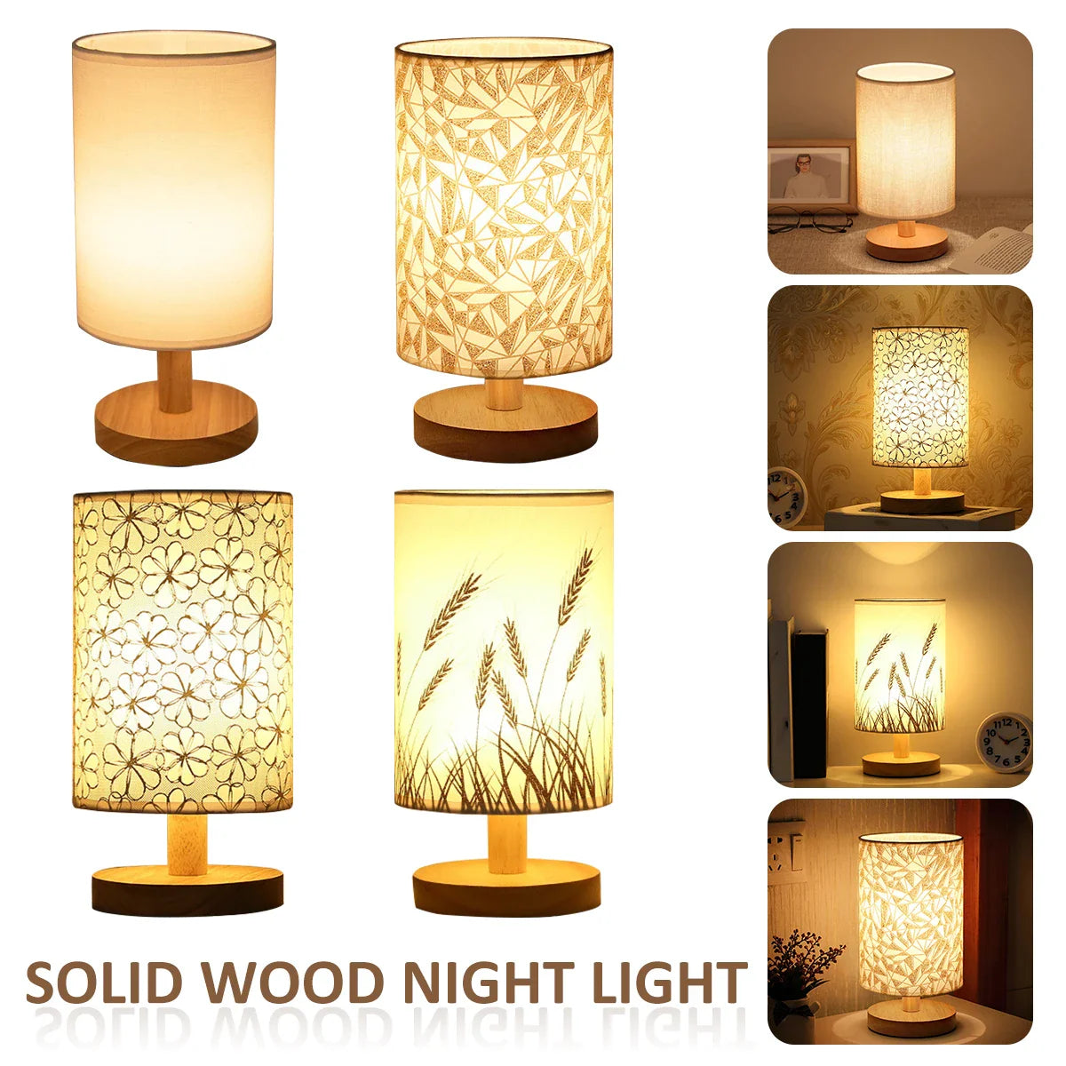 Eco-Friendly Wooden USB Table Lamp for Cozy Bedrooms